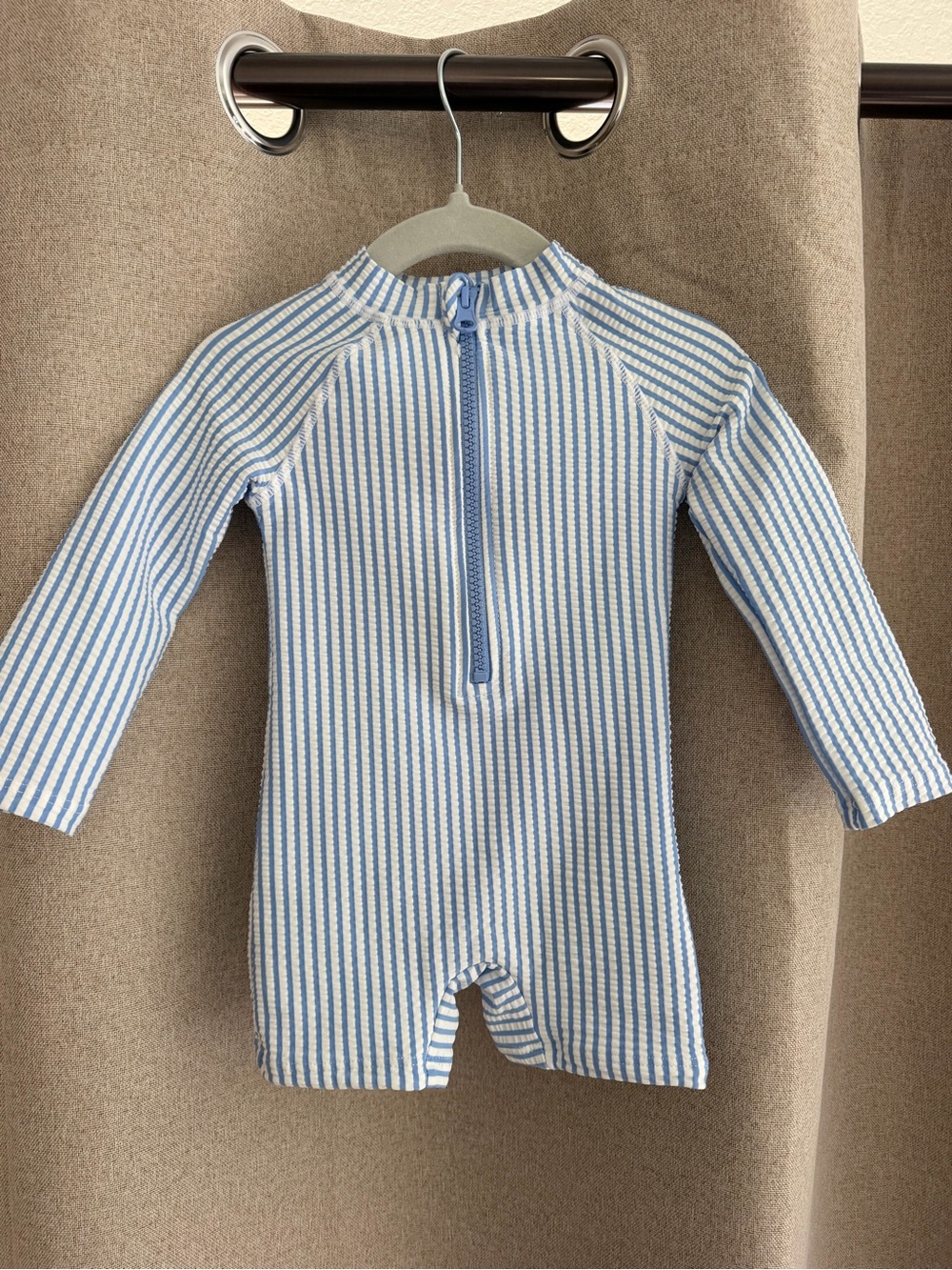 Tommy Bahama Kids Light Blue and White Striped Rashguard